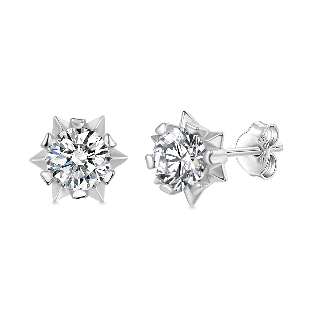 Gnoce Romantic Snowflake VVS Moissanite Stud Earring_1