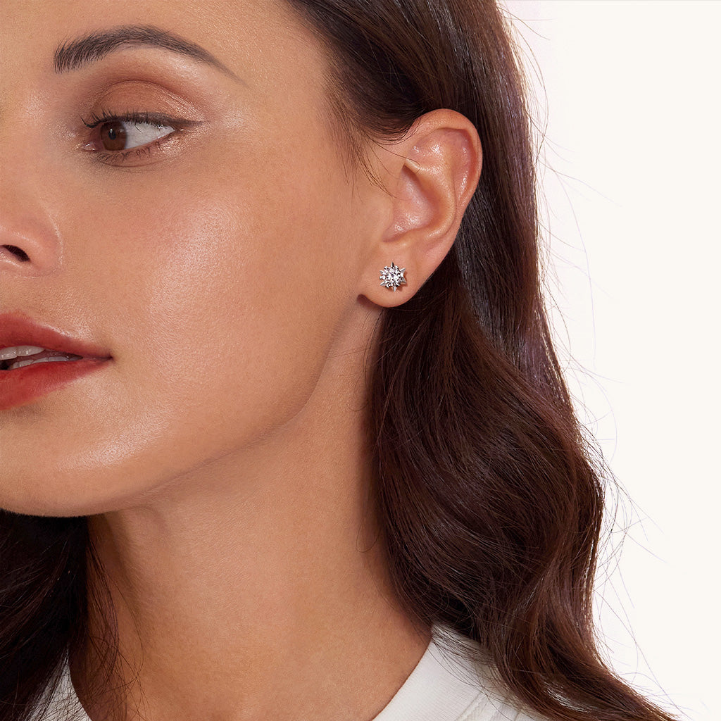 Gnoce Romantic Snowflake VVS Moissanite Stud Earring_4