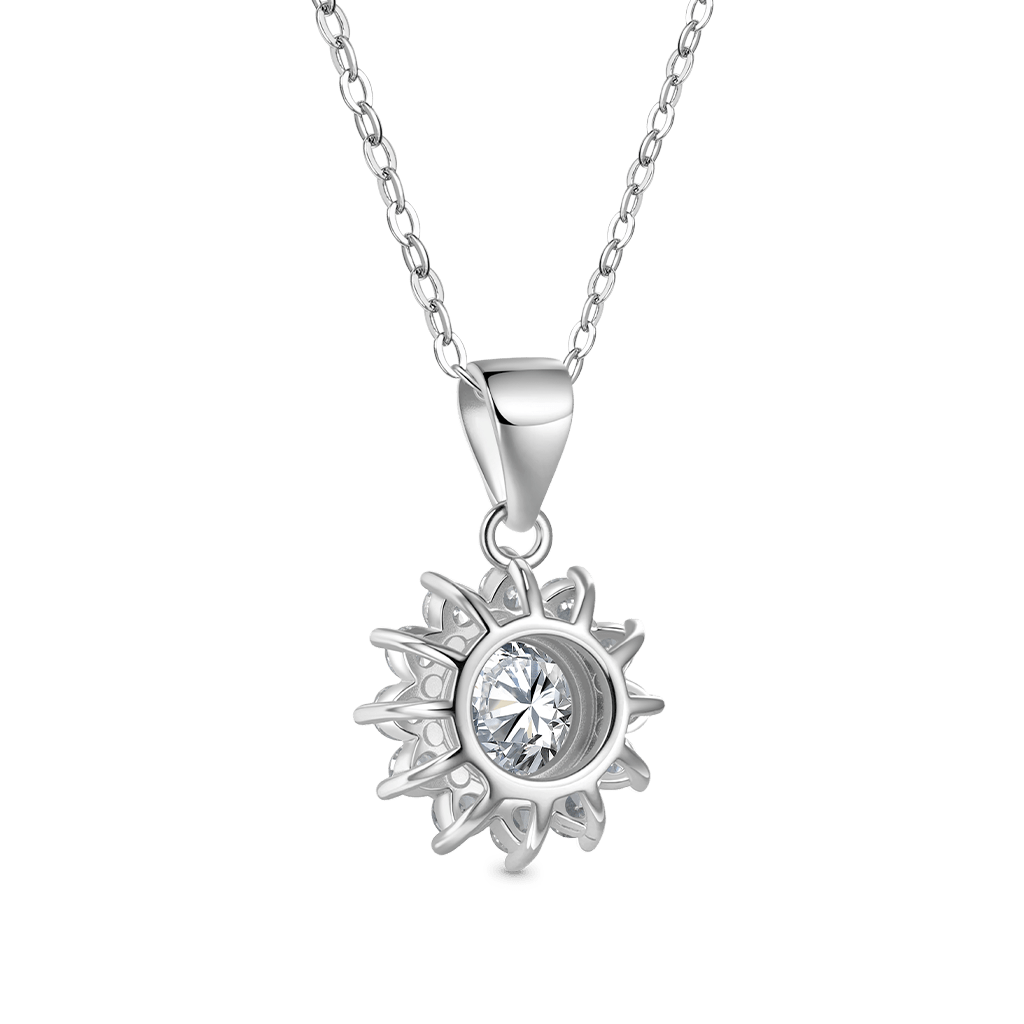 Gnoce Timeless 925S & VVS Moissanite Sunflower Pendant Necklace_2