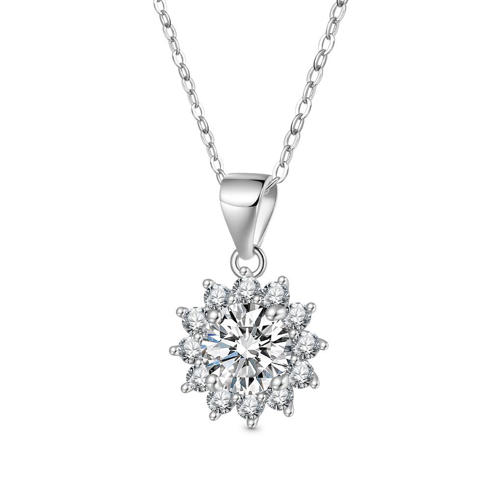 Gnoce Timeless 925S & VVS Moissanite Sunflower Pendant Necklace_1