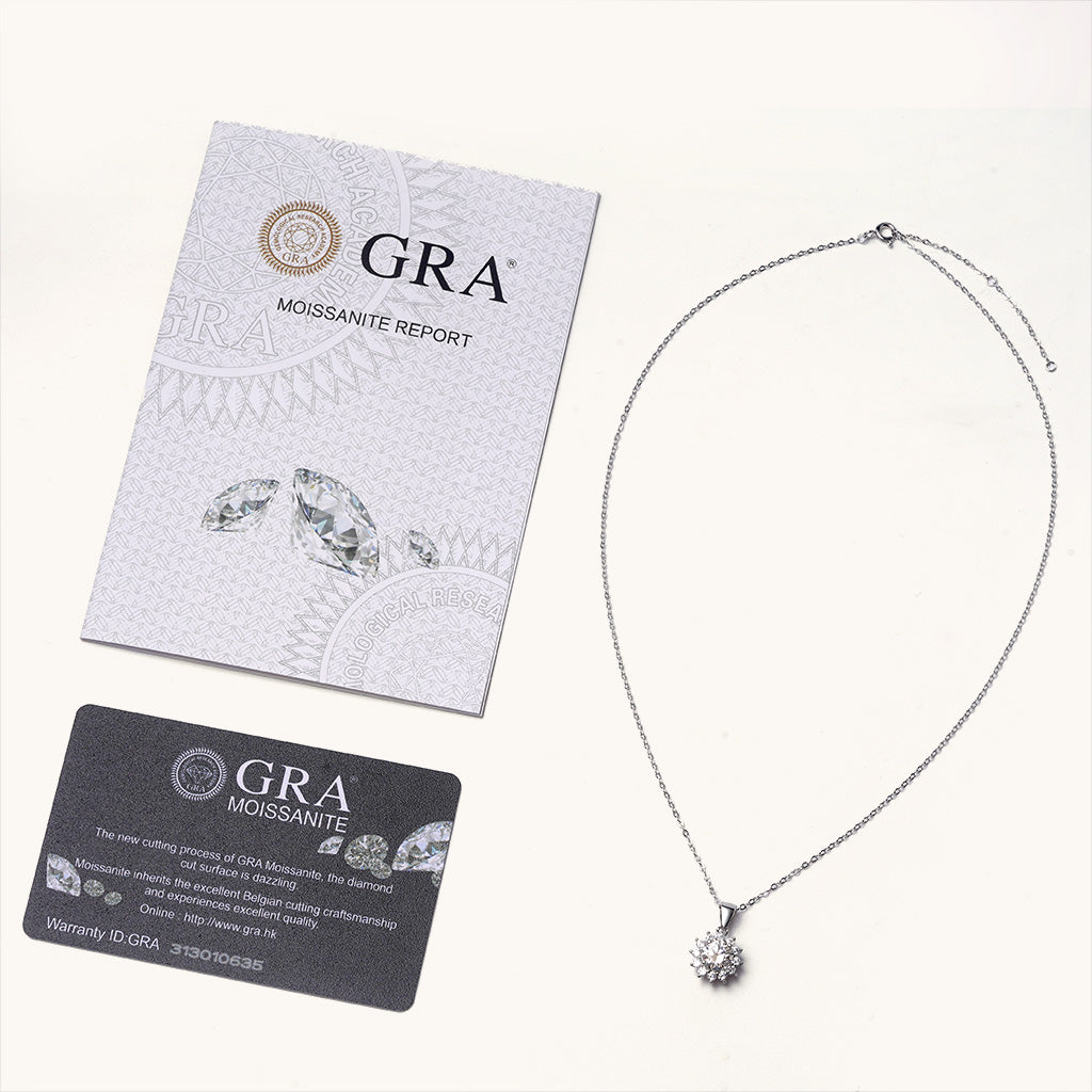 Gnoce Timeless 925S & VVS Moissanite Sunflower Pendant Necklace_3