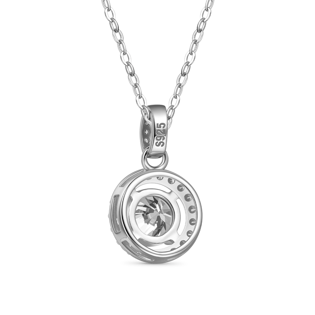 Gnoce Round Cut Rubover 925S & VVS Moissanite With Hidden Halo Necklace_2