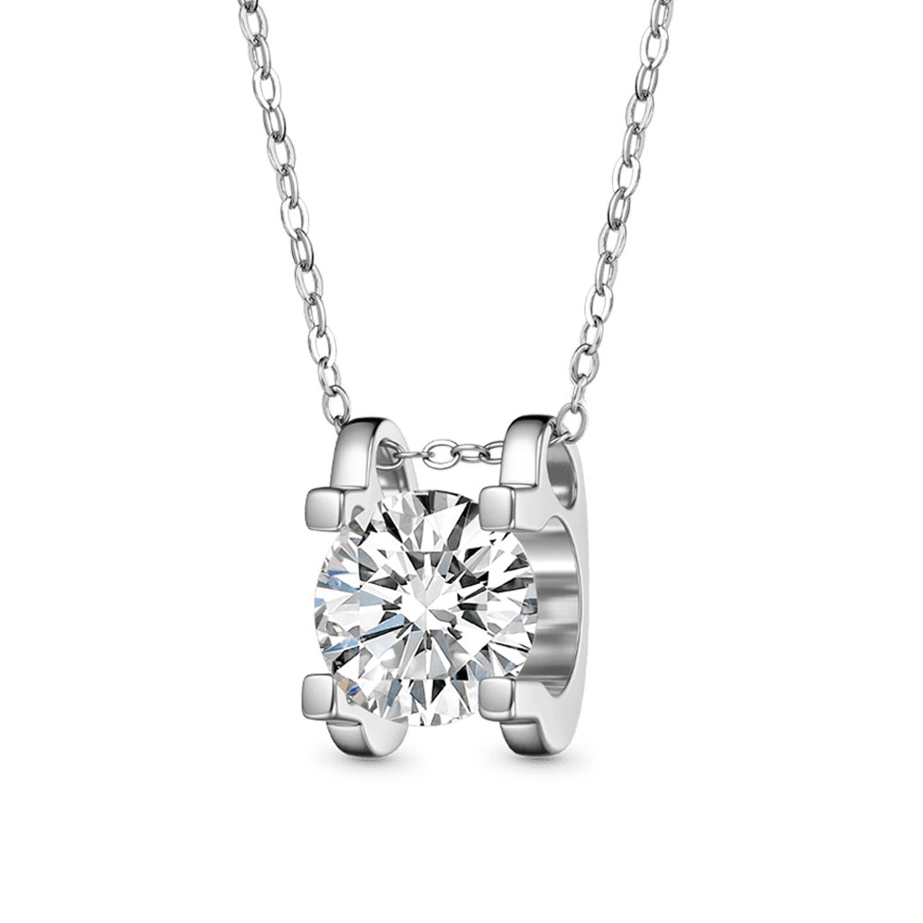Gnoce Dazzling 1ct Round Cut VVS Moissanite Pendant Necklace_1