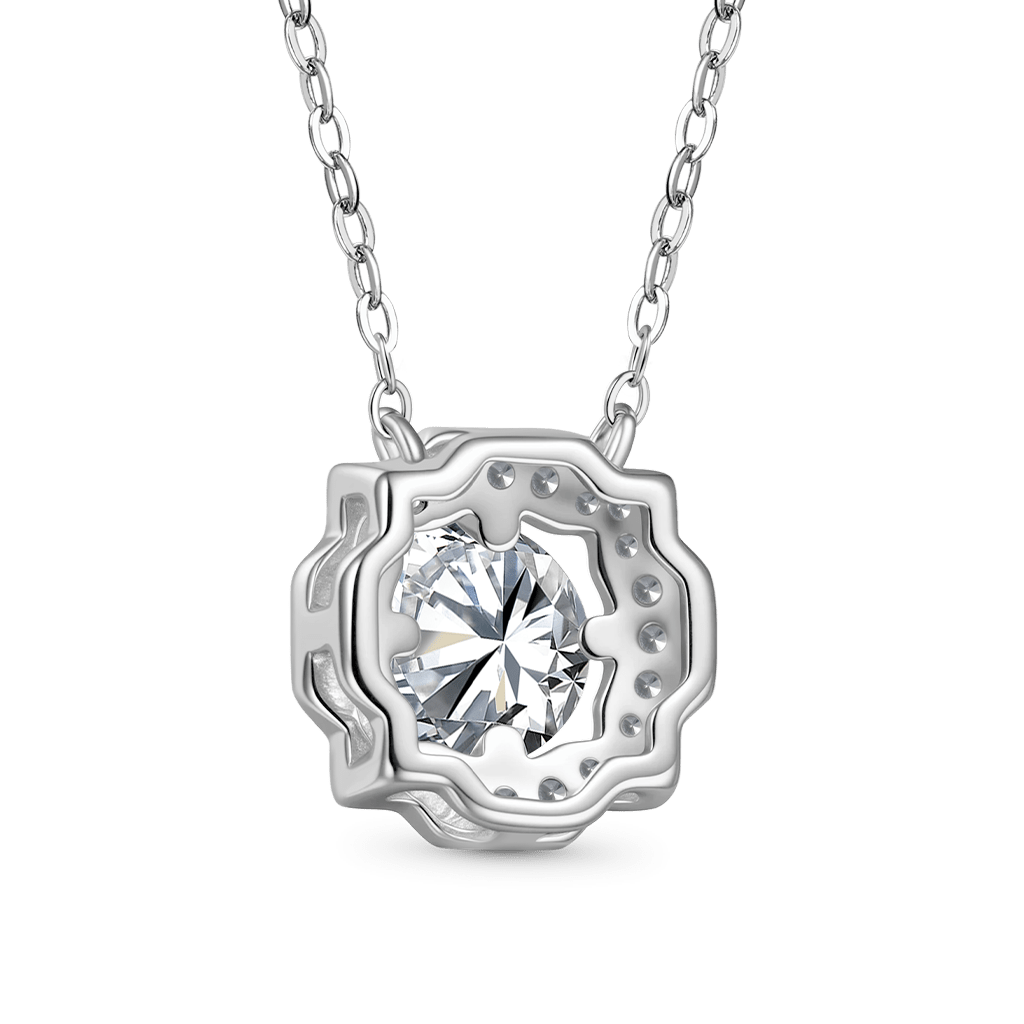 Gnoce 925S & VVS Round Center Moissanite 1CT Pendant Necklace_2