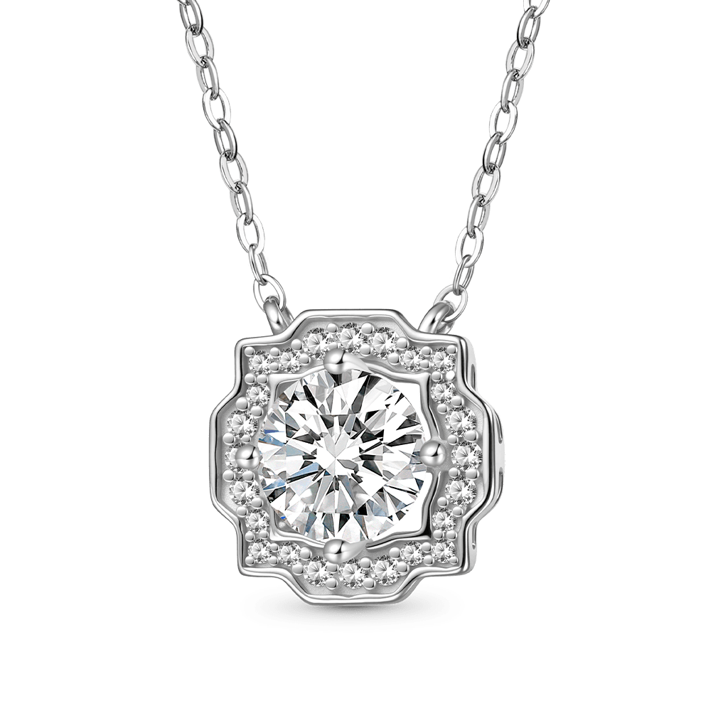 Gnoce 925S & VVS Round Center Moissanite 1CT Pendant Necklace_1