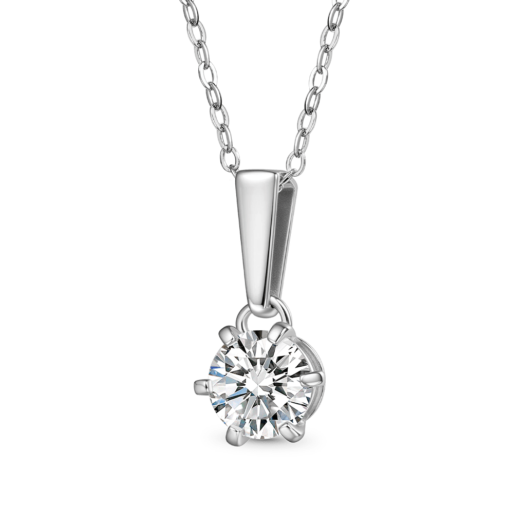 Gnoce Classic 1ct Round VVS Moissanite Drop Solitaire Pendant Necklace_1