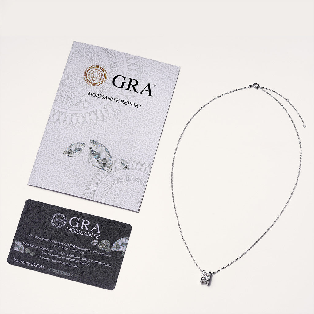Gnoce Shiny 3CT Round VVS Moissanite Solitaire Necklace_3