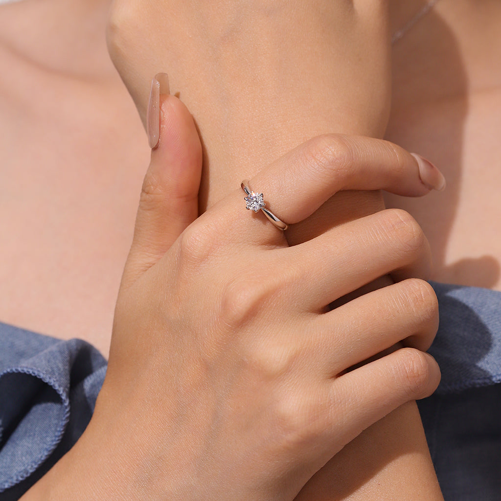 Gnoce Classic 1Ct Round Halo 925S & VVS Moissanite Engagement Ring_4