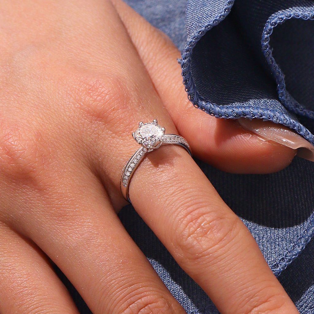 Gnoce Classic 1ct VVS Moissanite Cathedral Engagement Ring_6