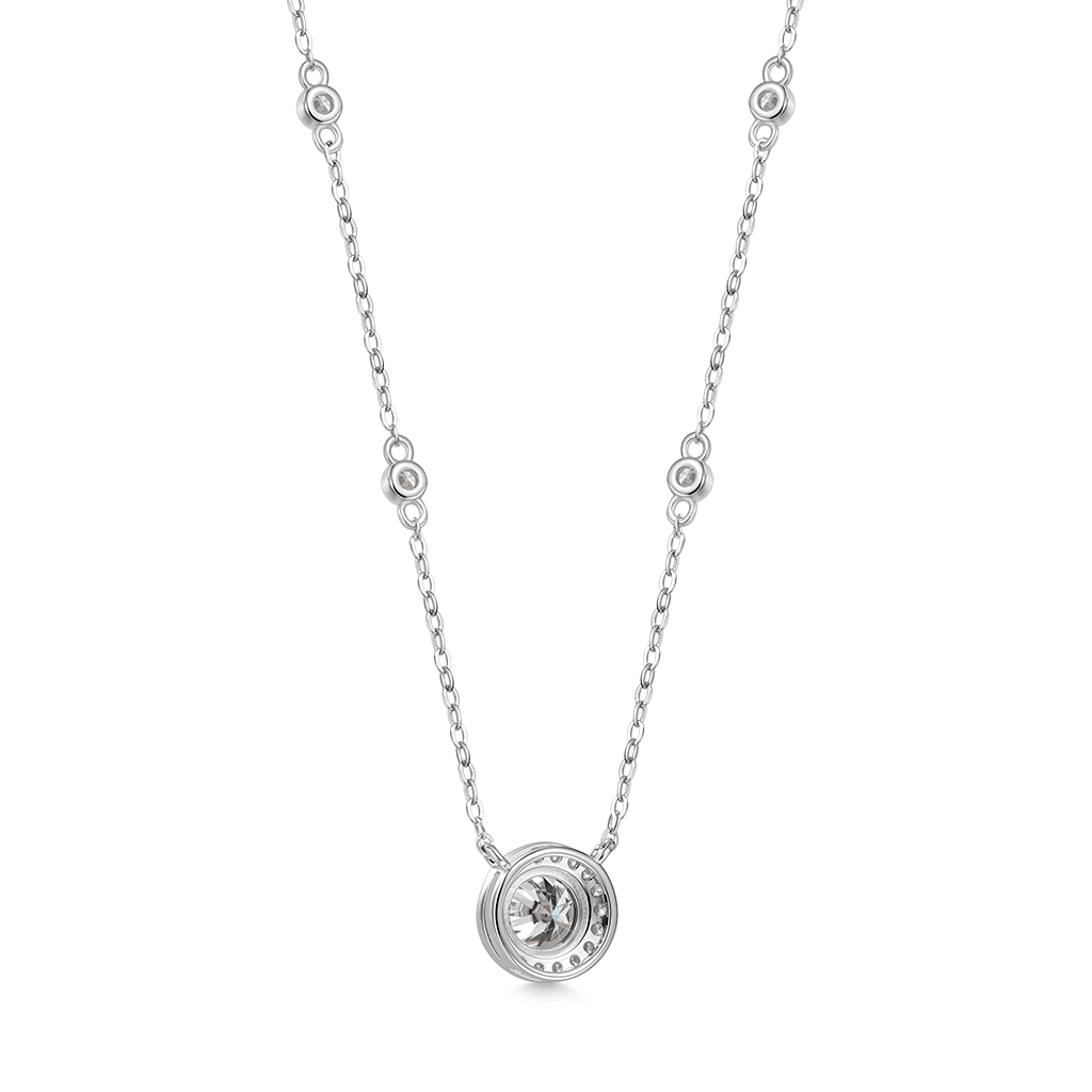 Gnoce 1CT Round VVS Moissanite Frame Station Necklace_2