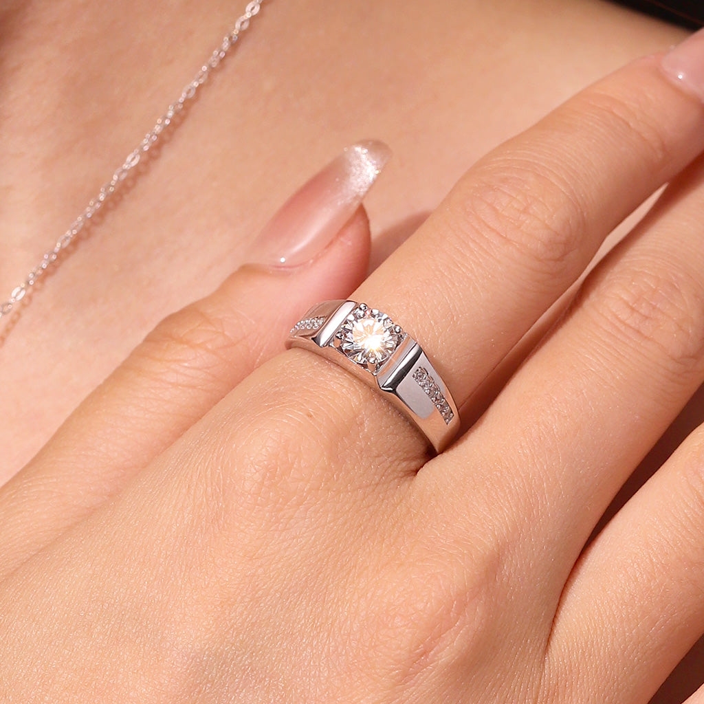 Gnoce Luxury 1Ct D Color VVS Moissanite Men Wedding Ring_5