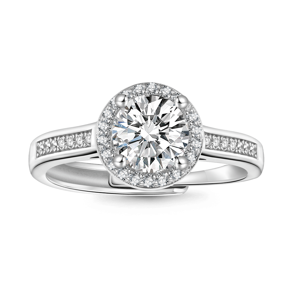 Gnoce Shiny Round Halo 925S & VVS Moissanite Engagement Ring_1