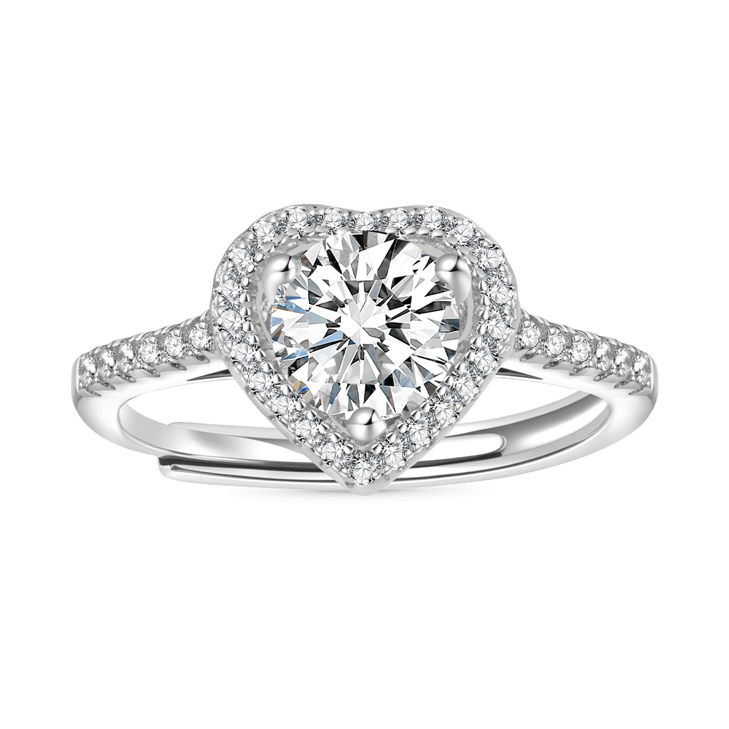 Gnoce Brilliant Hearts 1Ct Heart Cut VVS Moissanite Halo Engagement Ring_1