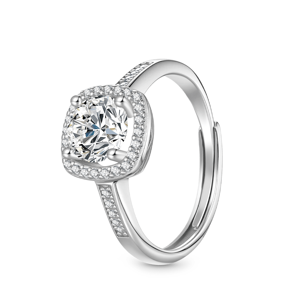Gnoce Classic Cushion Halo 925S & VVS Moissanite Engagement Ring_2