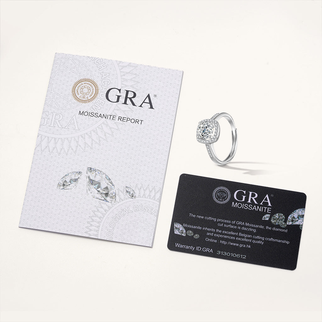 Gnoce Classic Cushion Halo 925S & VVS Moissanite Engagement Ring_4