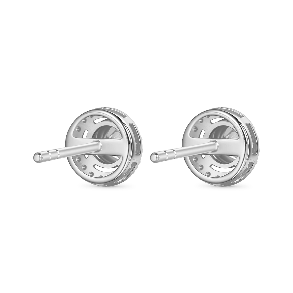 Gnoce Round Cut Rubover 925S & VVS Moissanite With Hidden Halo Stud Earrings_2
