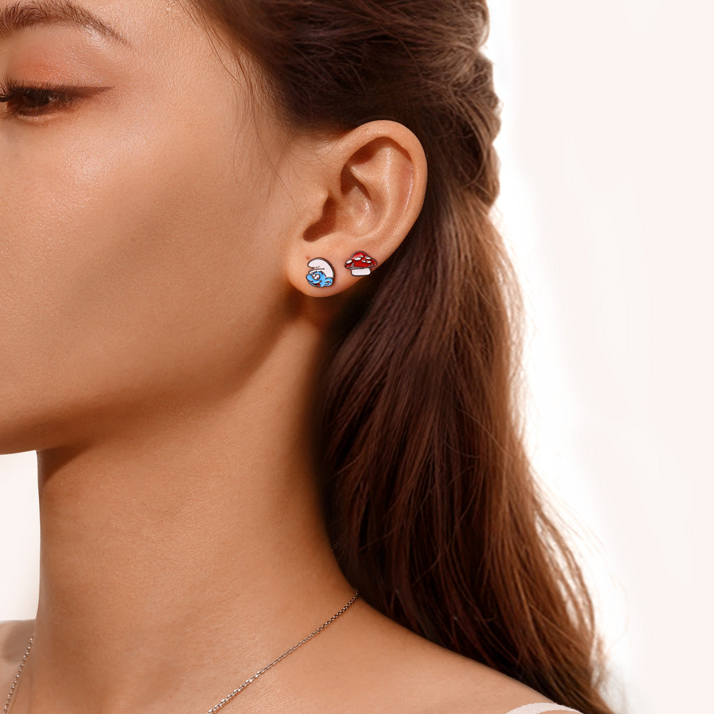 Gnoce Smurfs x Asymmetric Stud Earrings_4