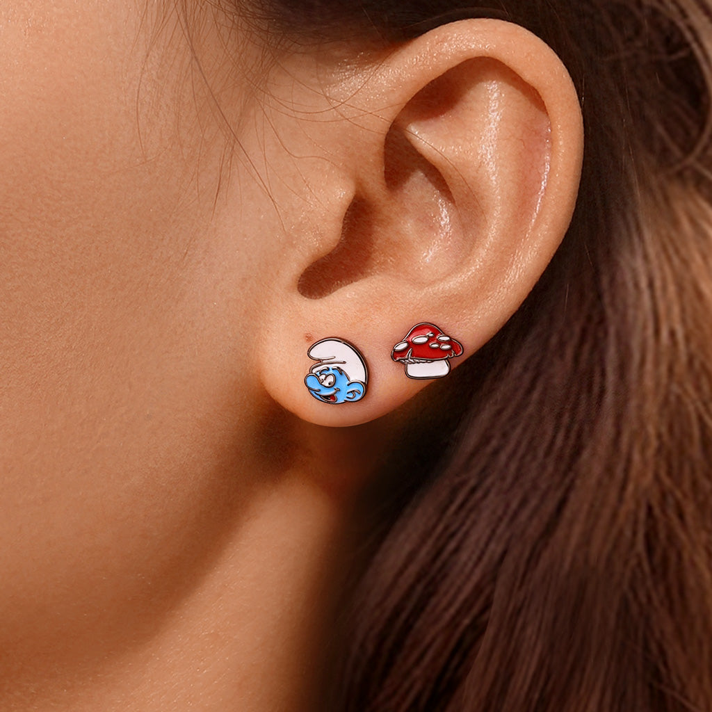 Gnoce Smurfs x Asymmetric Stud Earrings_5