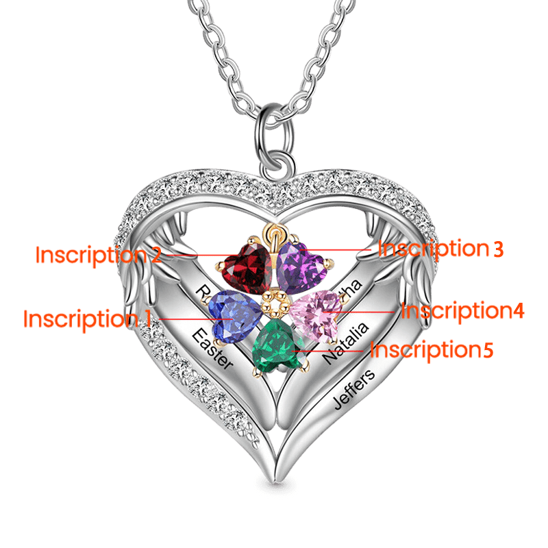 Gnoce Infinite Love DIY Letters Heart Necklace with 1-6 Birthstones_2