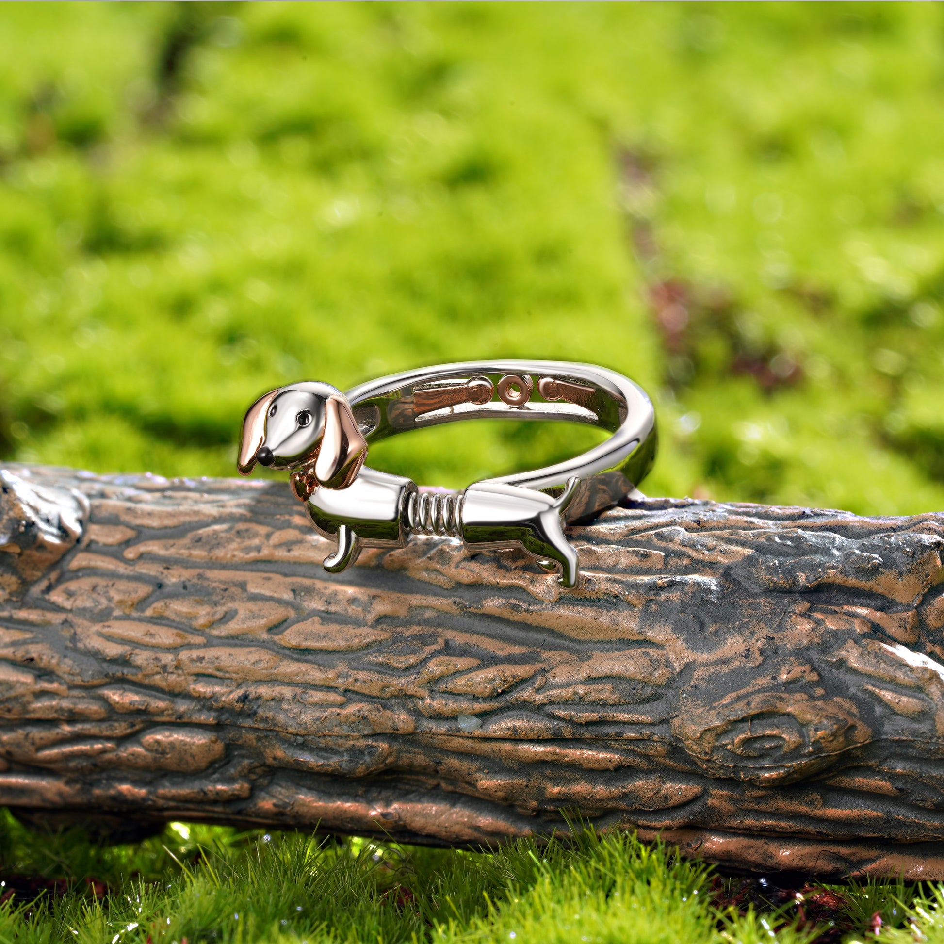 Gnoce Spoof Spring Dachshund Adjustable Ring_3