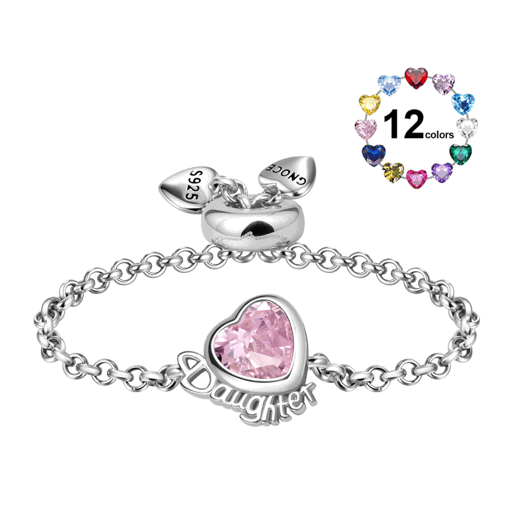 Gnoce Daughter Heart Birthstone Adjustable Chain Ring_1