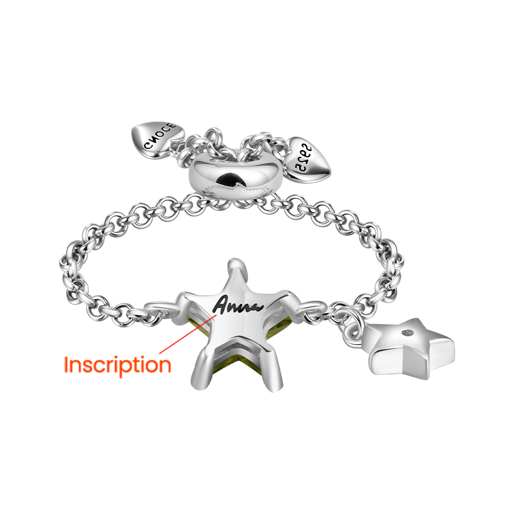 Gnoce Engravable Olive Yellow Star Chain Ring_3