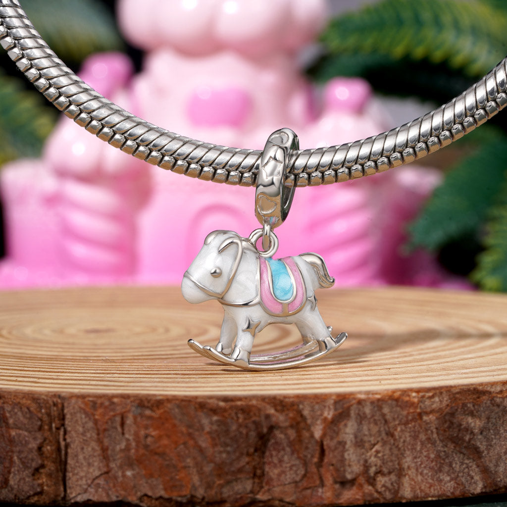 Gnoce Amusement Park Exquisite Wooden Horse Pendant Dangle Charm_3