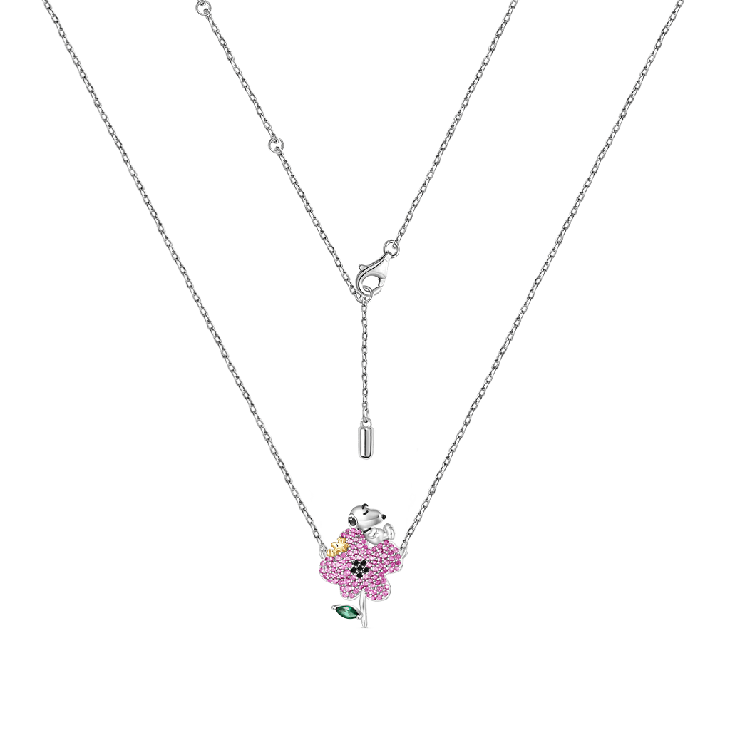 Gnoce Peanuts Snoopy Nature Flower Diamond Necklace_3