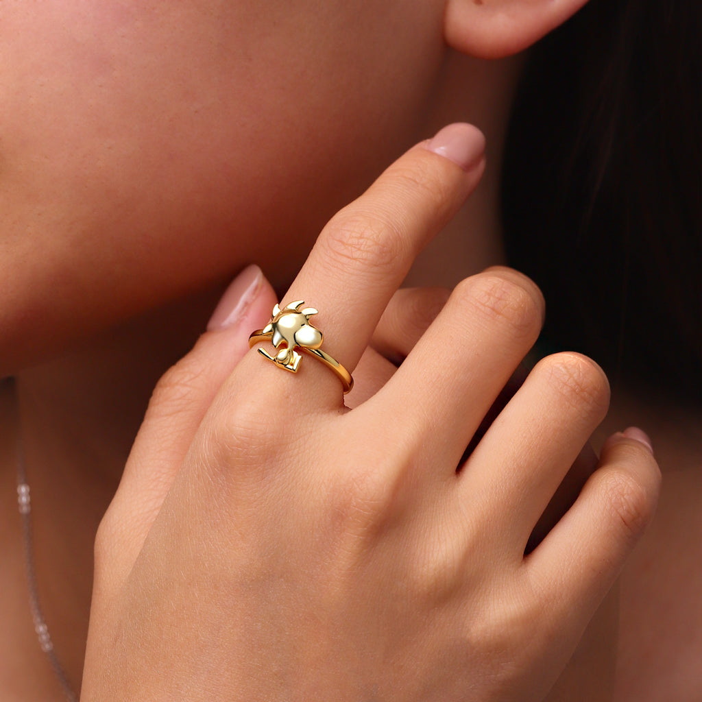 Gnoce Peanuts 18k Gold Plated Woodstock Ring_5