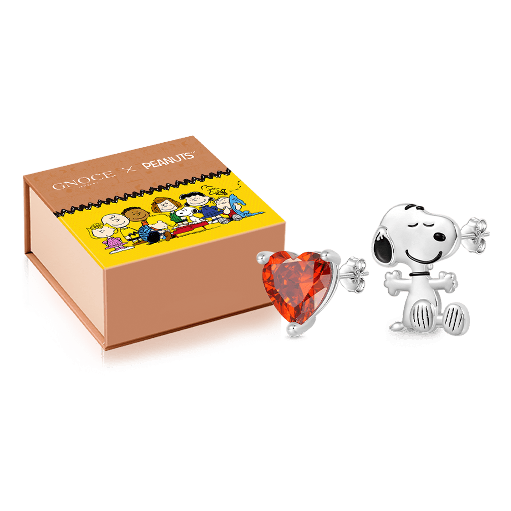 Gnoce Peanuts "Find Your True Love" Snoopy Heart Stud Earrings_2