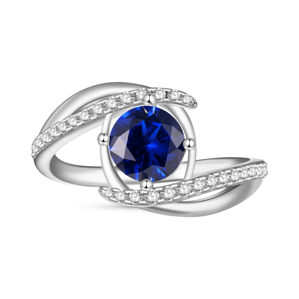 Gnoce Vintage Blue Zircon Birthstone Engagement Ring_2