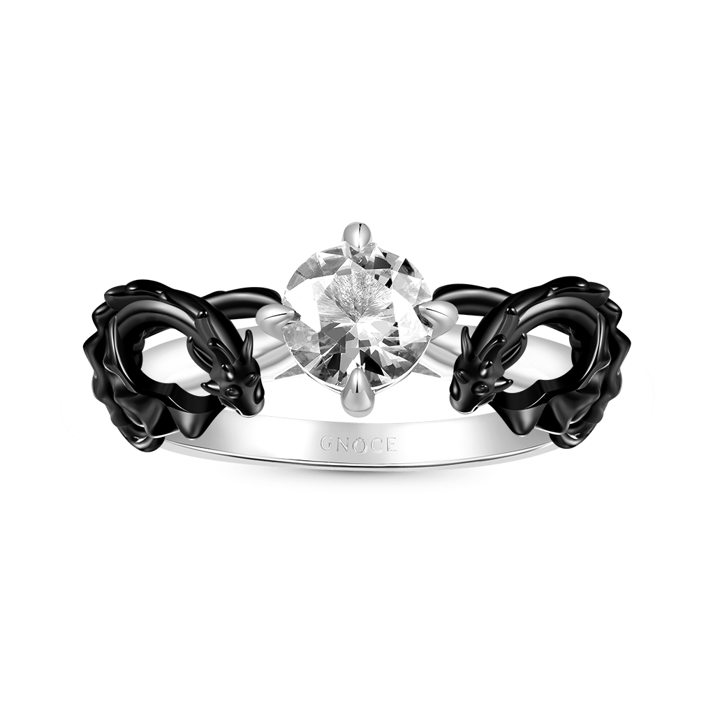 Gnoce Black Dragon Embrace White Diamond Ring_2