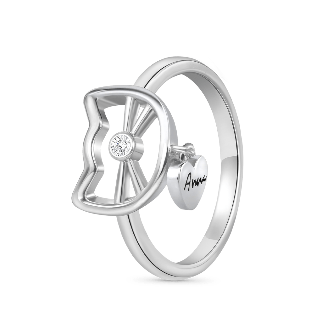 Gnoce Personalized Engravable Birthstone Cute Cat Ring_3