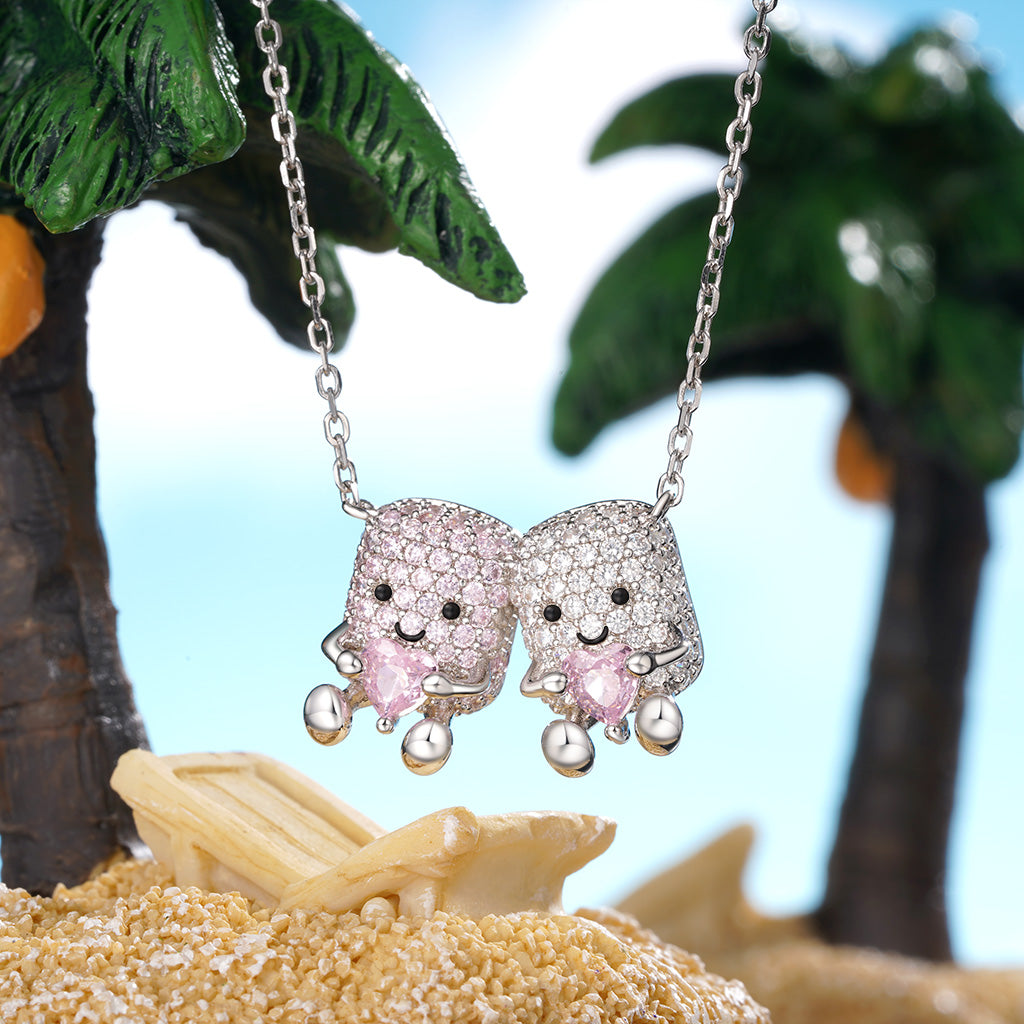 Gnoce Pair of Marshmallows Diamonds Necklace_3
