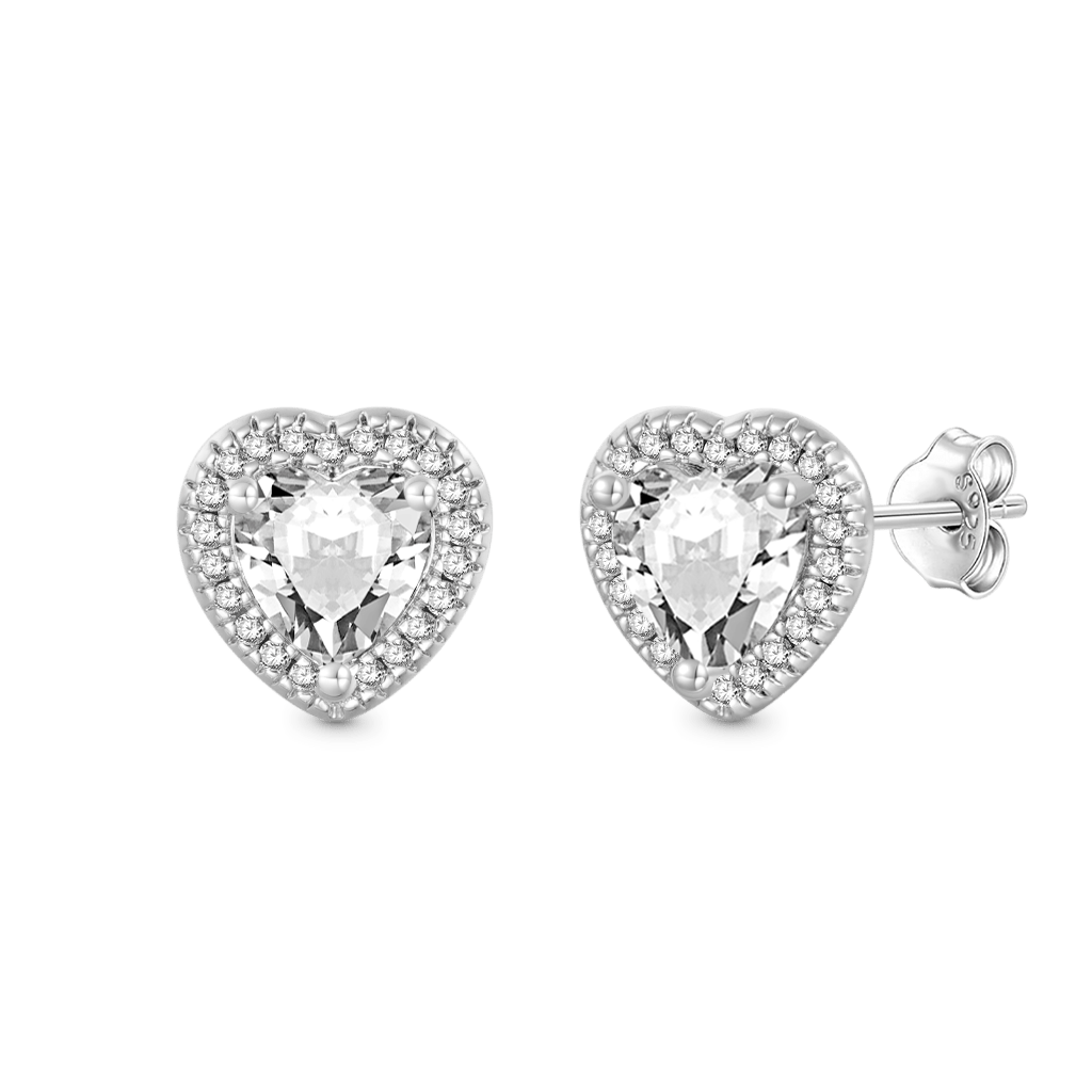 Gnoce Brilliant Heart Diamond Halo Stud Earrings_2