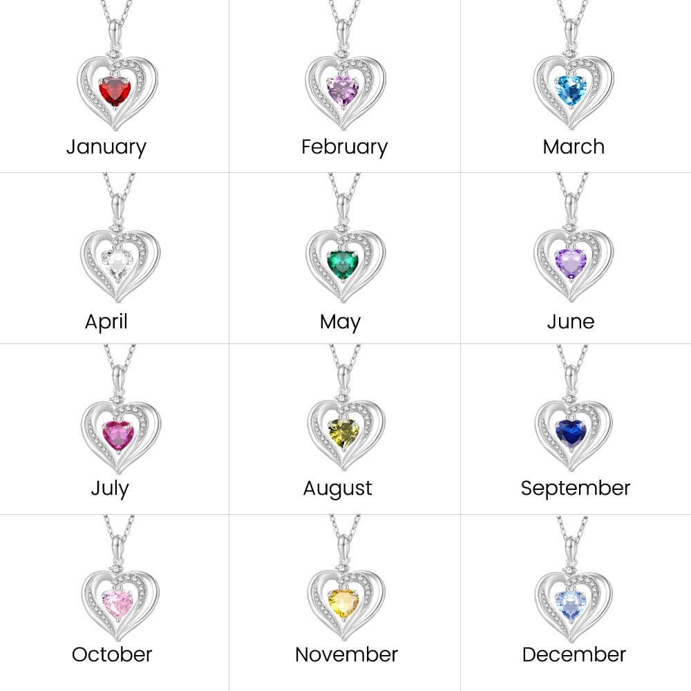Gnoce Forever Love Heart Birthstone Necklace_6