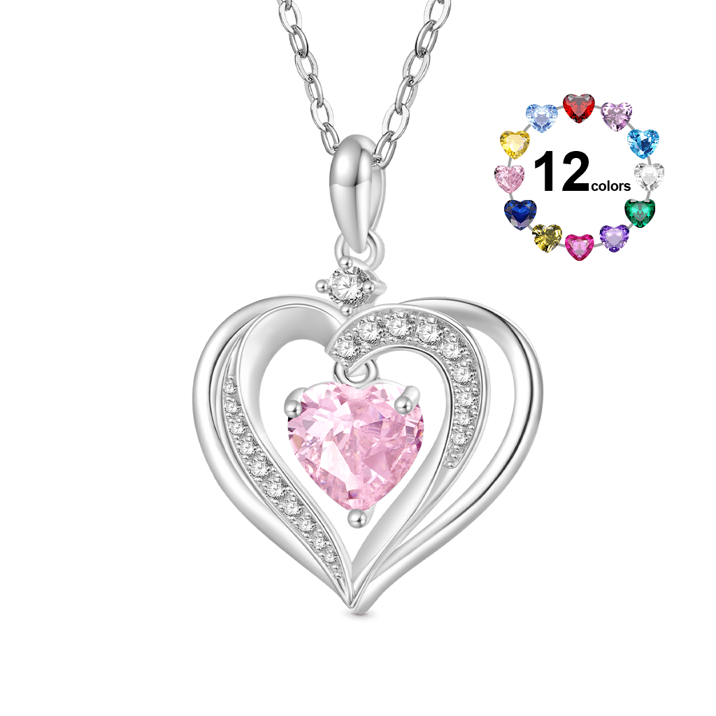 Gnoce Forever Love Heart Birthstone Necklace_1