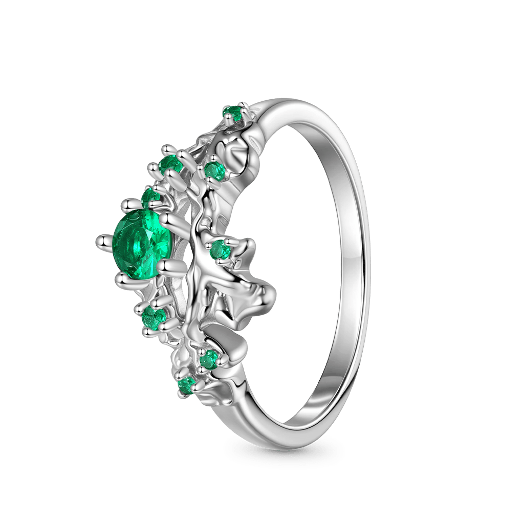 Gnoce Elegant Moss Green Diamond Ring_2