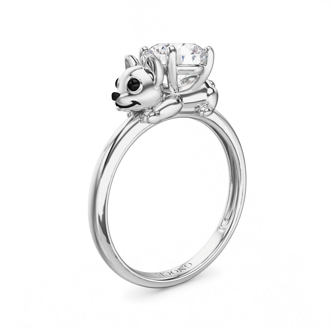 Gnoce Puppy Embraces Moissanite Round Cut Ring_1
