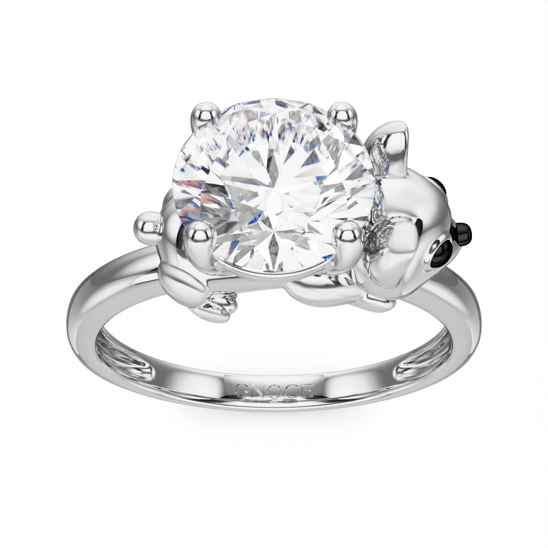 Gnoce Puppy Embraces Moissanite Round Cut Ring_2