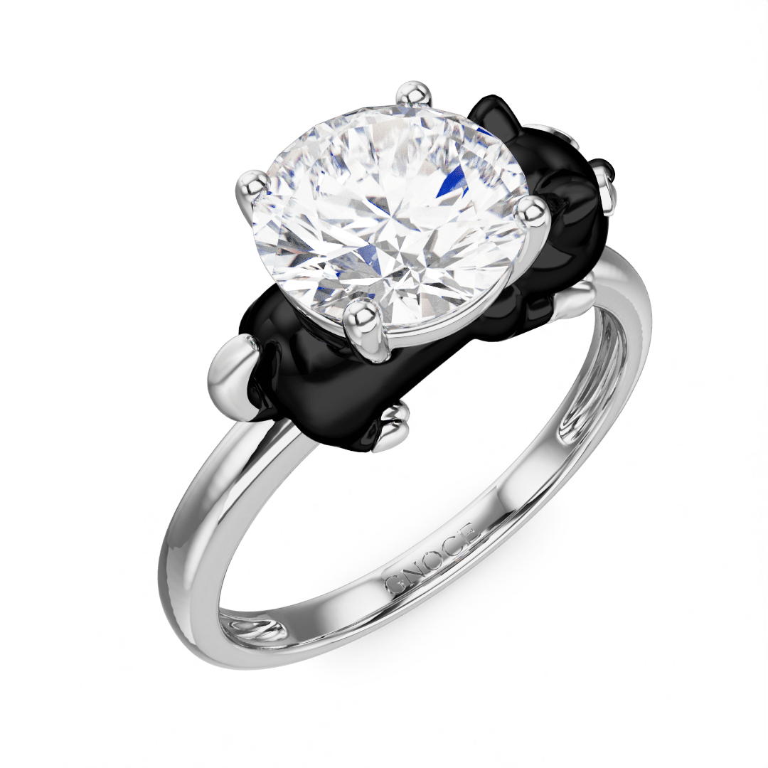 Gnoce Buttered Cat Embraces Moissanite Round Cut Ring_3
