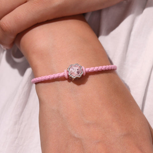 Gnoce Pink Cylindrical Snap Basic Bracelet with 2 Pieces of Stoppers_5