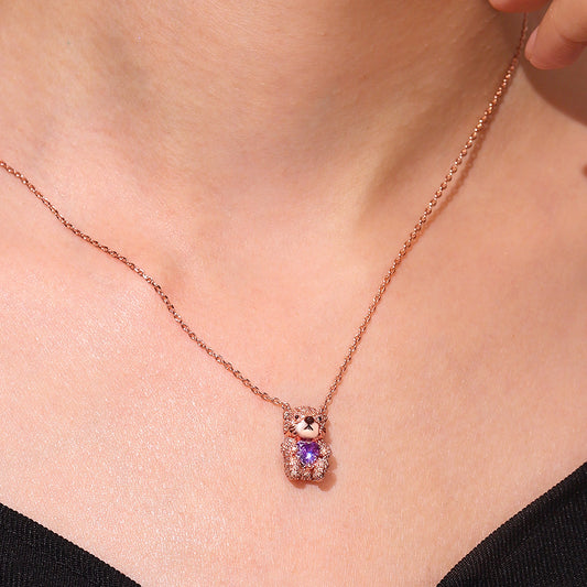 Gnoce Cute Brooke Otter Embraces Heart Birthstone Necklace_6