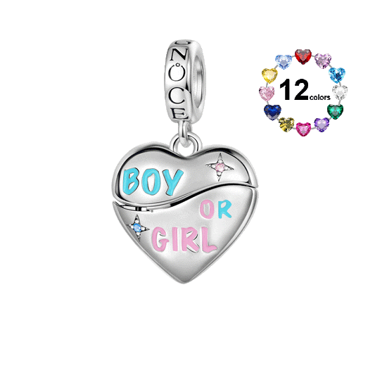 Gnoce Engravable Gender Reveal Birthstone Pendant Dangle Charm_1