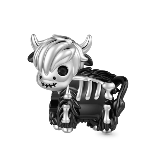 Gnoce Halloween Skeleton Highland Cow Charm_1