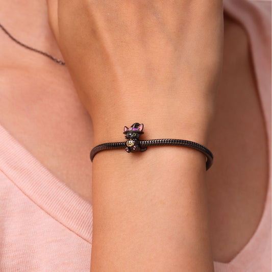 Gnoce Halloween Black Cat Wizard Embrace Pumpkin Charm_5