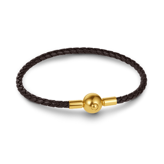 Gnoce Brown Round Snap Basic Bracelet with 2 Pieces of Stoppers_1