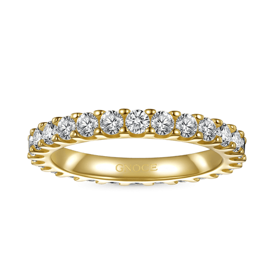 Gnoce 14K/10K Solid Gold Micro Pave Moissanite Eternity Ring_1