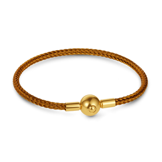 Gnoce Brown Round Snap Basic Bracelet with 2 Pieces of Stoppers_1