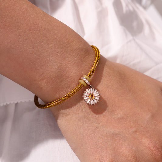 Gnoce Brown Round Snap Basic Bracelet with 2 Pieces of Stoppers_5